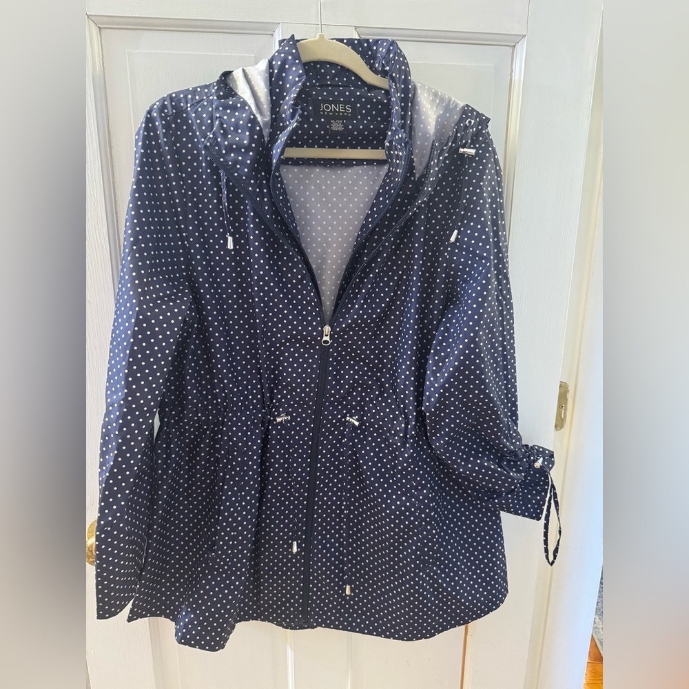 Jones New York Navy Polka Dot Women's Jacket windbreaker XL